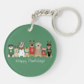 Happy Pawholidays Honden Rood Groen Sleutelhanger (Achterkant)