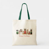 Happy Pawholidays Honden Rood Groen Tote Bag (Achterkant)