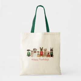 Happy Pawholidays Honden Rood Groen Tote Bag