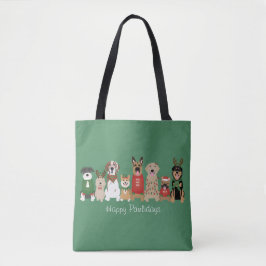 Happy Pawholidays Honden Rood Groen Tote Bag
