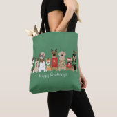 Happy Pawholidays Honden Rood Groen Tote Bag (Dichtbij)