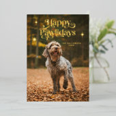  Happy Pawholidays Hondenfoto Kerstmis Folie Feestdagenkaart (Staand Voorkant)