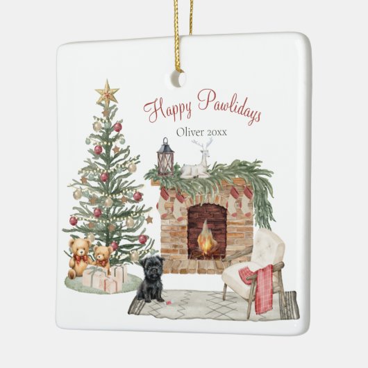 Happy Pawholidays Hondenontwerp - Affenpinscher Keramisch Ornament (Links)