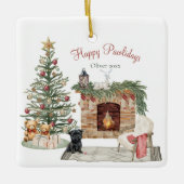 Happy Pawholidays Hondenontwerp - Affenpinscher Keramisch Ornament (Voorkant)
