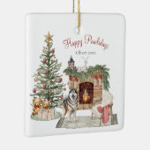Happy Pawholidays Hondenontwerp - Alaskan Malamute Keramisch Ornament (Rechts)