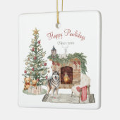 Happy Pawholidays Hondenontwerp - Alaskan Malamute Keramisch Ornament (Links)