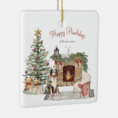 Happy Pawholidays Hondenontwerp - Australian Sheph Keramisch Ornament (Rechts)