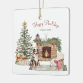 Happy Pawholidays Hondenontwerp - Australian Sheph Keramisch Ornament (Links)