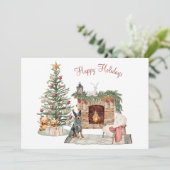 Happy Pawholidays Hondenontwerp - Australische run Feestdagenkaart (Staand voorkant)