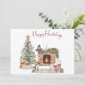 Happy Pawholidays Hondenontwerp - Beagle Feestdagenkaart (Staand voorkant)