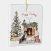 Happy Pawholidays Hondenontwerp - Berner Berghond Keramisch Ornament (Rechts)