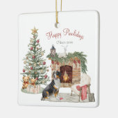 Happy Pawholidays Hondenontwerp - Berner Berghond Keramisch Ornament (Links)