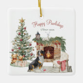 Happy Pawholidays Hondenontwerp - Berner Berghond Keramisch Ornament (Voorkant)