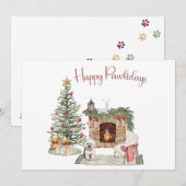 Happy Pawholidays Hondenontwerp - Bichon Frise Feestdagenkaart (Voorkant / Achterkant)