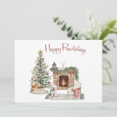 Happy Pawholidays Hondenontwerp - Bichon Frise Feestdagenkaart (Staand voorkant)