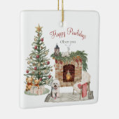 Happy Pawholidays Hondenontwerp - Bichon Frise Keramisch Ornament (Rechts)