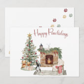 Happy Pawholidays Hondenontwerp- Boston Terrier Feestdagenkaart (Voorkant / Achterkant)