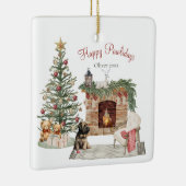 Happy Pawholidays Hondenontwerp - Briard Keramisch Ornament (Rechts)