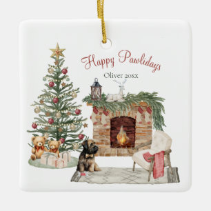 Happy Pawholidays Hondenontwerp - Briard Keramisch Ornament
