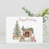 Happy Pawholidays Hondenontwerp - Brittany Spaniel Feestdagenkaart (Staand voorkant)