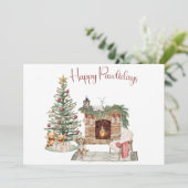 Happy Pawholidays Hondenontwerp - Cavapoo Feestdagenkaart (Staand voorkant)