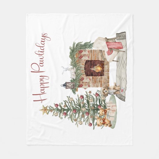 Happy Pawholidays Hondenontwerp - Cavapoo Fleece Deken (Voorkant)