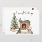 Happy Pawholidays Hondenontwerp - Chocolade Labrad Feestdagenkaart (Voorkant / Achterkant)