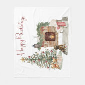 Happy Pawholidays Hondenontwerp - Chocolade Labrad Fleece Deken (Voorkant)