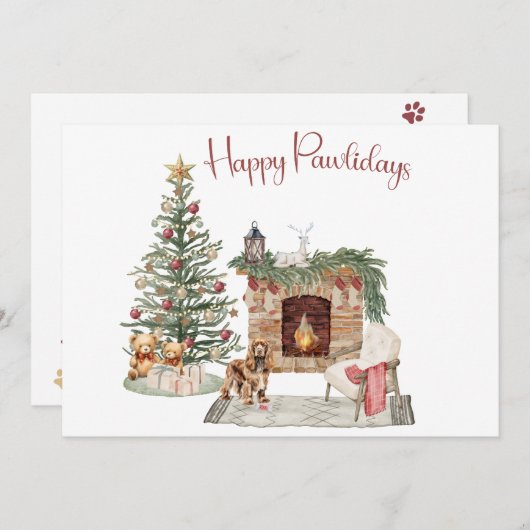 Happy Pawholidays Hondenontwerp- Cocker Spaniel Feestdagenkaart (Voorkant / Achterkant)