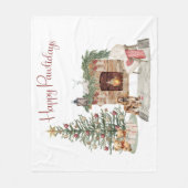 Happy Pawholidays Hondenontwerp- Cocker Spaniel Fleece Deken (Voorkant)