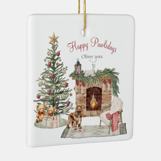 Happy Pawholidays Hondenontwerp- Cocker Spaniel Keramisch Ornament (Rechts)