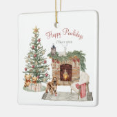 Happy Pawholidays Hondenontwerp- Cocker Spaniel Keramisch Ornament (Links)