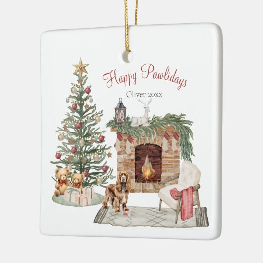 Happy Pawholidays Hondenontwerp- Cocker Spaniel Keramisch Ornament (Links)