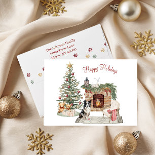 Happy Pawholidays Hondenontwerp- Collie Feestdagen Kaart