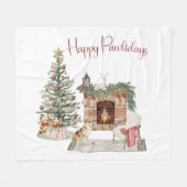 Happy Pawholidays Hondenontwerp - Corgi Fleece Deken (Voorkant (Horizontaal))