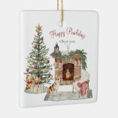 Happy Pawholidays Hondenontwerp - Corgi Keramisch Ornament (Rechts)