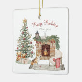 Happy Pawholidays Hondenontwerp - Corgi Keramisch Ornament (Links)