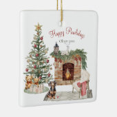 Happy Pawholidays Hondenontwerp - Dachshund Keramisch Ornament (Rechts)