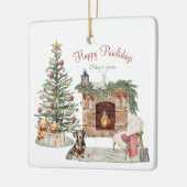 Happy Pawholidays Hondenontwerp - Dachshund Keramisch Ornament (Links)