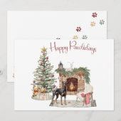 Happy Pawholidays Hondenontwerp - Doberman Pinsche Feestdagenkaart (Voorkant / Achterkant)