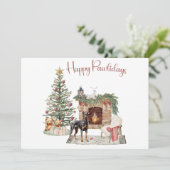 Happy Pawholidays Hondenontwerp - Doberman Pinsche Feestdagenkaart (Staand voorkant)