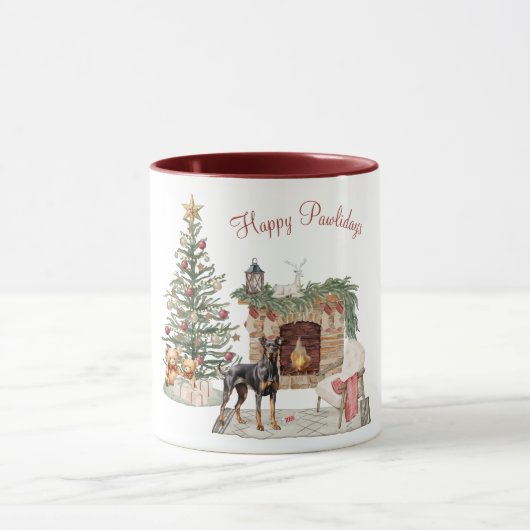 Happy Pawholidays Hondenontwerp - Doberman Pinsche Mok (Midden)