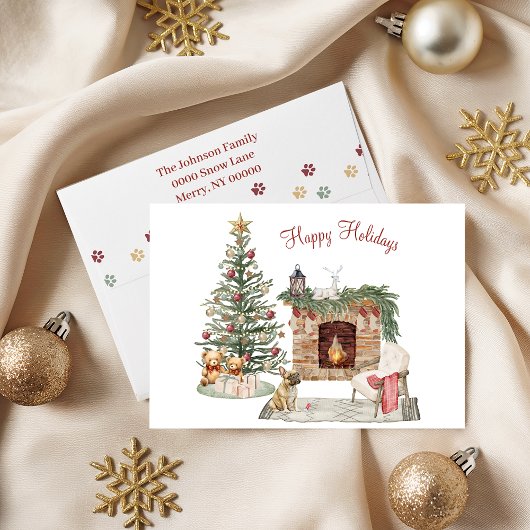 Happy Pawholidays Hondenontwerp - Franse Bulldog Feestdagen Kaart