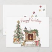 Happy Pawholidays Hondenontwerp - Franse Bulldog Feestdagenkaart (Voorkant / Achterkant)