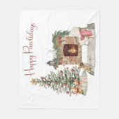 Happy Pawholidays Hondenontwerp - Franse Bulldog Fleece Deken (Voorkant)