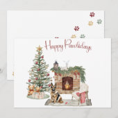 Happy Pawholidays Hondenontwerp- German Shepherd Feestdagenkaart (Voorkant / Achterkant)