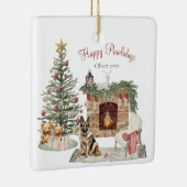 Happy Pawholidays Hondenontwerp- German Shepherd Keramisch Ornament (Rechts)