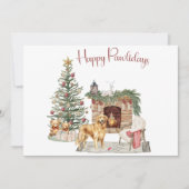 Happy Pawholidays Hondenontwerp - Golden Retriever Feestdagenkaart (Voorkant)