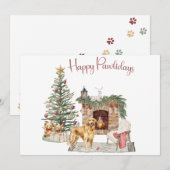 Happy Pawholidays Hondenontwerp - Golden Retriever Feestdagenkaart (Voorkant / Achterkant)