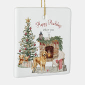 Happy Pawholidays Hondenontwerp - Golden Retriever Keramisch Ornament (Rechts)